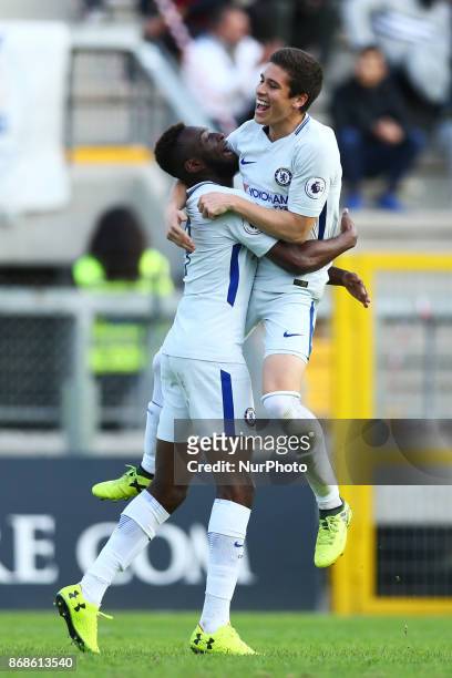 Group C Roma v Chelsea Martell Taylor-Crossdale and Harvey St Clair of Chelsea celebration at Tre Fontane Stadium in Rome, Italy on October 31, 2017....