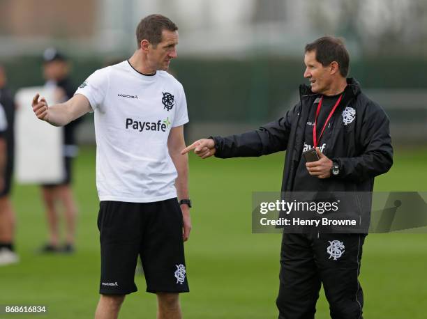 Robbie Deans and Will Greenwood of Barbarians during a training session at Latymer Upper School playing fields on October 31, 2017 in London, England.