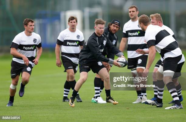 Mitchell Drummond of Barbarians during a training session at Latymer Upper School playing fields on October 31, 2017 in London, England.