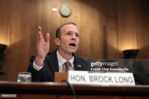 Federal Emergency Management Agency Administrator Brock Long testifies before the Senate Homeland Security and Governmental Affairs Committee in the...