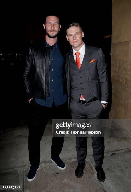 Pablo Schreiber and Grant Harvey attend the premiere of 'Thumper' after party on October 30, 2017 in Hollywood, California.