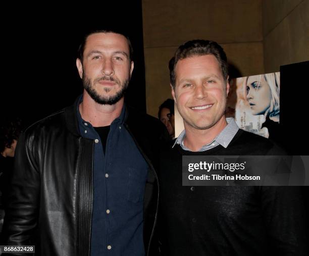 Pablo Schreiber and Jordan Ross attend the premiere of 'Thumper' after party on October 30, 2017 in Hollywood, California.