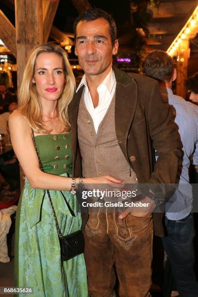 Caroline Goddet and her husband Erol Sander during the Oktoberfest at Kaeferschaenke at Theresienwiese on September 20, 2016 in Munich, Germany.