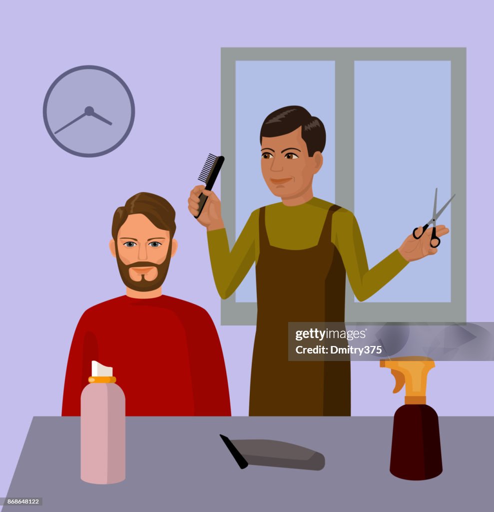 Barbería Peluquería Y Cuctomer Dibujos Animados Ilustración de stock - Getty Images Barbería Peluquería Y Cuctomer Dibujos Animados Ilustración de stock - Getty Images