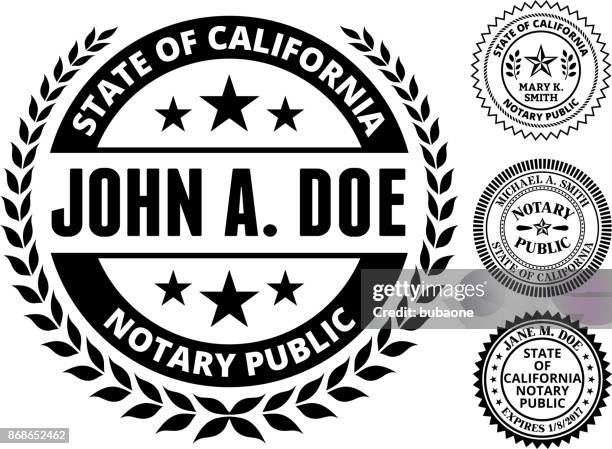 california state notary public black and white seal - notary stock illustrations