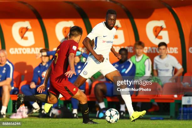 Martell Taylor-Crossdale of Chelsea during the UEFA Youth League match between AS Roma and Chelsea FC at Stadio Tre Fontane on October 31, 2017 in...