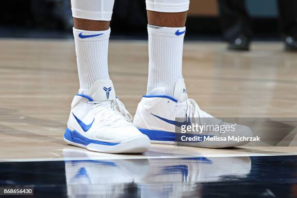 The sneakers of Wesley Matthews of the Dallas Mavericks during the game against the Utah Jazz on October 30, 2017 at Vivint Smart Home Arena in Salt...