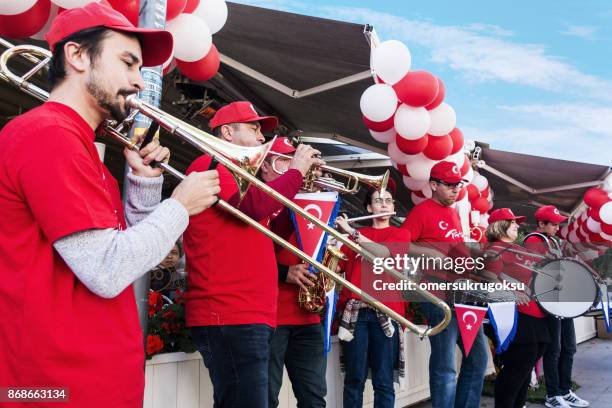 band group for the republic day celebrations in istanbul, turkey - 29 ekim stock pictures, royalty-free photos & images