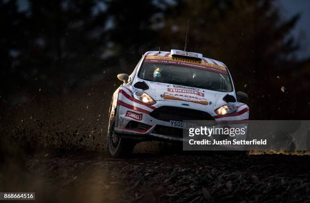 Matthew Wilson of Great Britain drives with co-driver Stuart Loudon of Great Britain during the Sweet Lamb stage of the FIA World Rally Championship...
