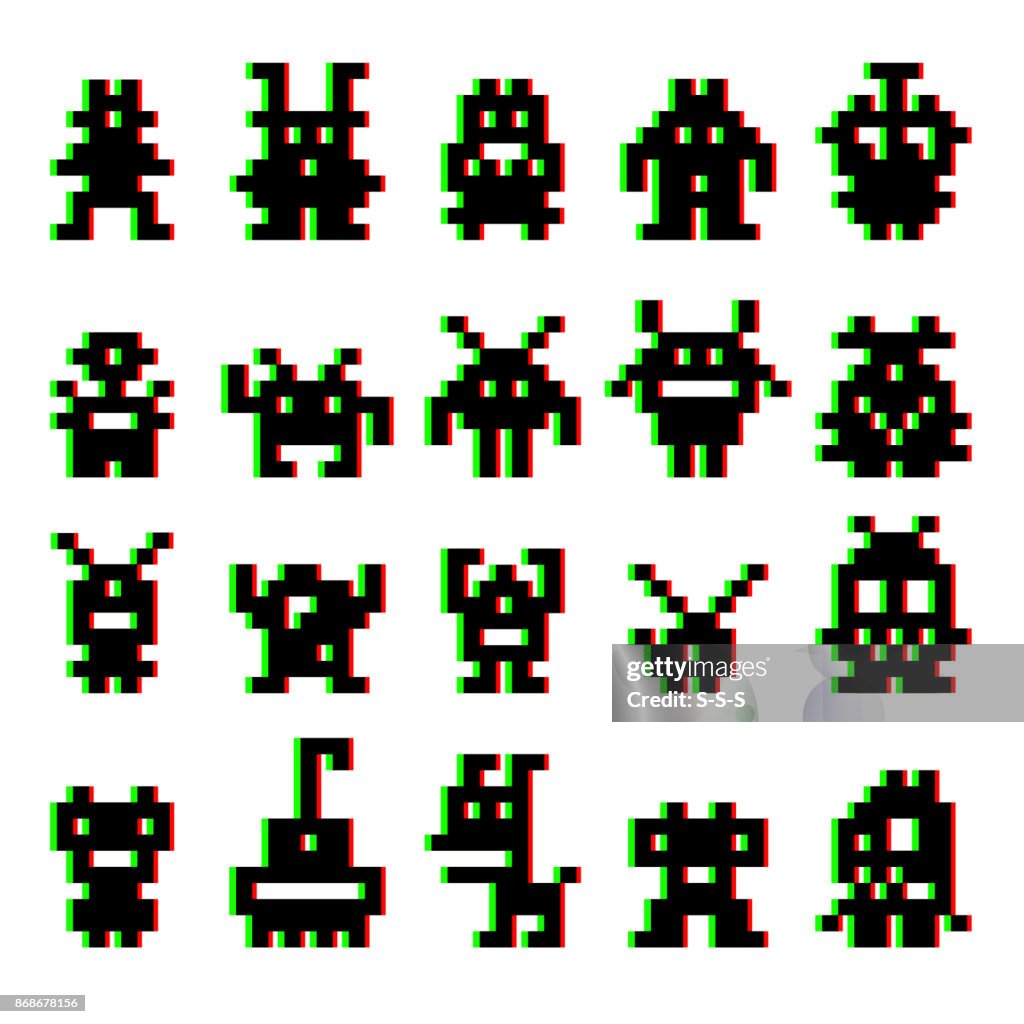 Space Invaders Exploding Effect Screen Distortion Space Invaders Set High-Res Vector Graphic - Getty Images