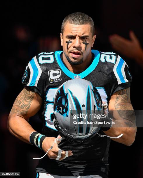 Carolina Panthers safety Kurt Coleman enters the field prior to an NFL football game between the Carolina Panthers and the Tampa Bay Buccaneers on...