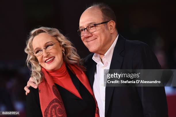 Eleonora Giorgi and Carlo Verdone walk a red carpet for 'Borotalco' during the 12th Rome Film Fest at Auditorium Parco Della Musica on October 31,...