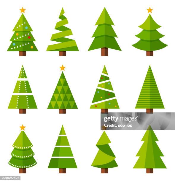 ilustraciones, imágenes clip art, dibujos animados e iconos de stock de árboles de navidad - fir tree