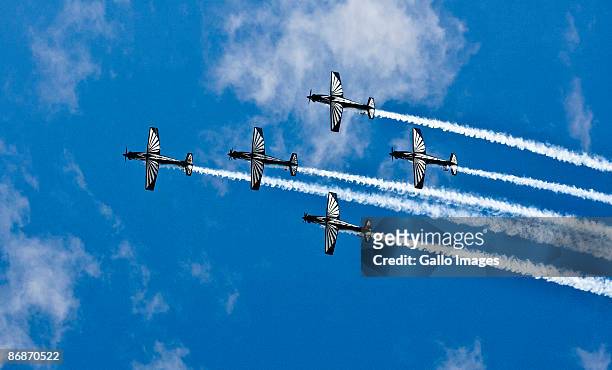 Planes perform an aerial display at the inauguration ceremony of Jacob Zuma on May 9, 2009 in Pretoria, South Africa. Jacob Gedleyihlekisa Zuma is...