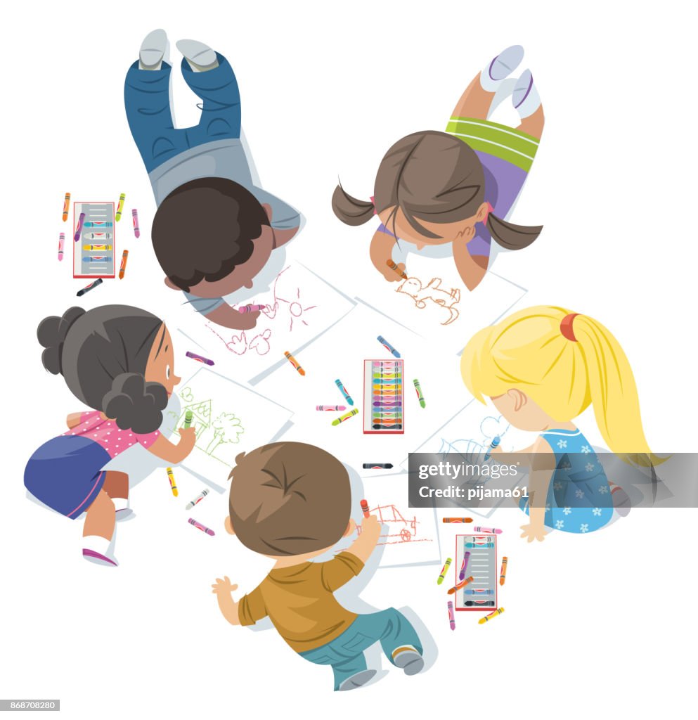 Draw Together Example Children Draw Together High-Res Vector Graphic - Getty Images