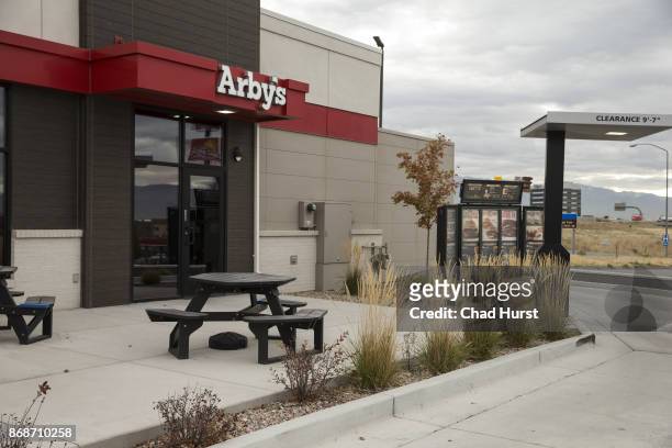 Exterior view of an Arby's restaurant on October 26, 2017 in Lehi, Utah.