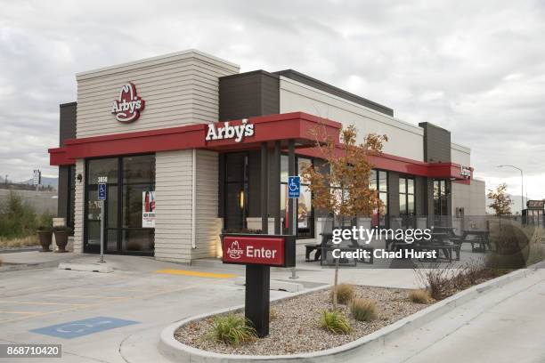 Exterior view of an Arby's restaurant on October 26, 2017 in Lehi, Utah.