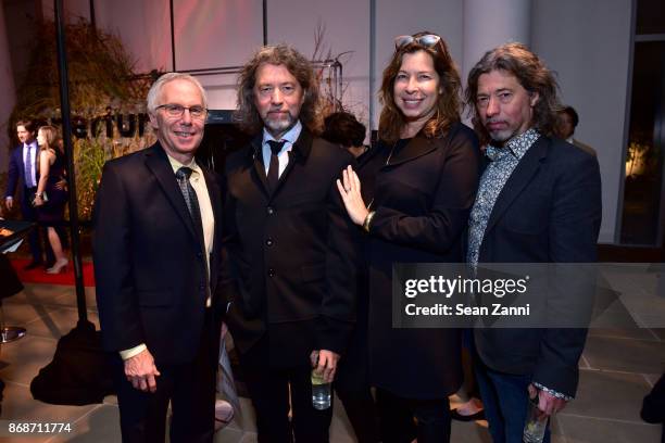Jeff Hirsch, Mike Starn, Anne Pasternak and Doug Starn attend the Aperture Gala "Elements of Style" at IAC Building on October 30, 2017 in New York...