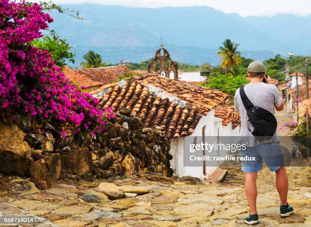 a traveller photographing - traditional colombian clothing stock pictures, royalty-free photos & images