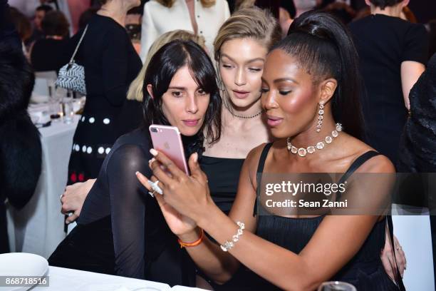 Jamie Bochert, Gigi Hadid and Naomi Campbell attend the Aperture Gala "Elements of Style" at IAC Building on October 30, 2017 in New York City.