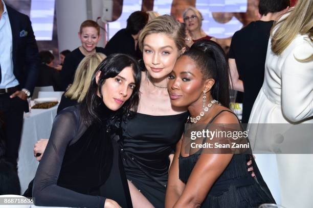 Jamie Bochert, Gigi Hadid and Naomi Campbell attend the Aperture Gala "Elements of Style" at IAC Building on October 30, 2017 in New York City.