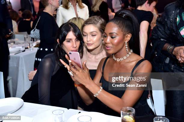 Jamie Bochert, Gigi Hadid and Naomi Campbell attend the Aperture Gala "Elements of Style" at IAC Building on October 30, 2017 in New York City.