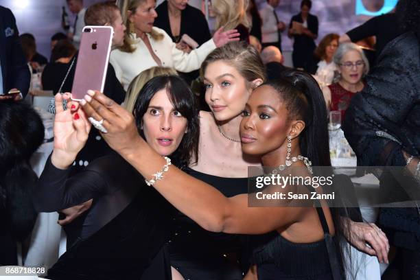 Jamie Bochert, Gigi Hadid and Naomi Campbell attend the Aperture Gala "Elements of Style" at IAC Building on October 30, 2017 in New York City.