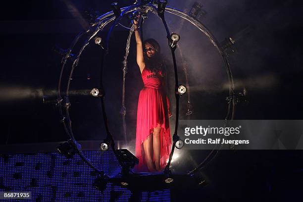 Sarah Kreuz performs her song during the rehearsal for the singer qualifying contest DSDS 'Deutschland sucht den Superstar' final show on May 09,...