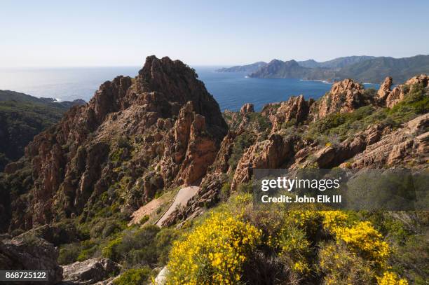 calanche of piana landscape - porto korsika stock-fotos und bilder