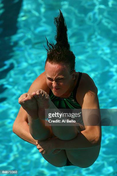 Nadezda Bazhina of Russia dives during the Women's three Meter Springboard Finals at the Fort Lauderdale Aquatic Center during Day 3 of the AT&T USA...