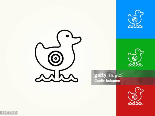 shooting duck game black stroke linear icon - duck shooting game stock illustrations