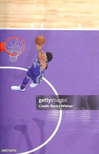 Justin Jackson of the Sacramento Kings dunks against the New Orleans Pelicans on October 26, 2017 at Golden 1 Center in Sacramento, California. NOTE...