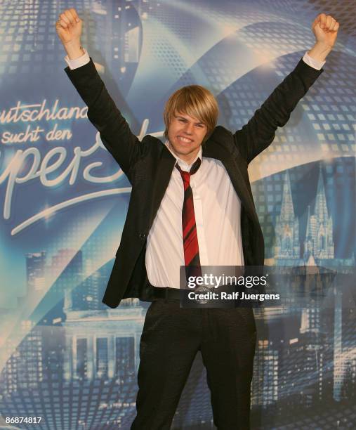 Daniel Schuhmacher wins the singer qualifying contest DSDS 'Deutschland sucht den Superstar' on May 02, 2009 in Cologne, Germany.