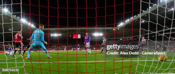 Bolton Wanderers' Karl Henry scores his side's third goal during the Sky Bet Championship match between Sunderland and Bolton Wanderers at Stadium of...