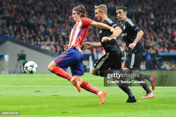 Filipe Luis, #3 of Atletico de Madrid during the UEFA Champions League group C match between Club Atletico de Madrid and Qarabag FK at Wanda...