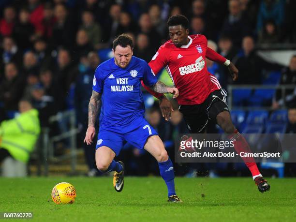 Cardiff City's Lee Tomlin under pressure from Ipswich Town's Dominic Iorfa during the Sky Bet Championship match between Sunderland and Bolton...