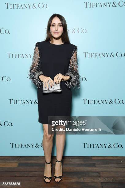 Anita Caprioli attends Tiffany & Co Gala Dinner for 'Please Stand By' movie at Hotel Bernini on October 31, 2017 in Rome, Italy.