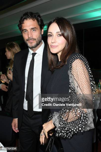 Daniele Pecci and Anita Caprioli attend Tiffany & Co Gala Dinner for 'Please Stand By' movie at Hotel Bernini on October 31, 2017 in Rome, Italy.