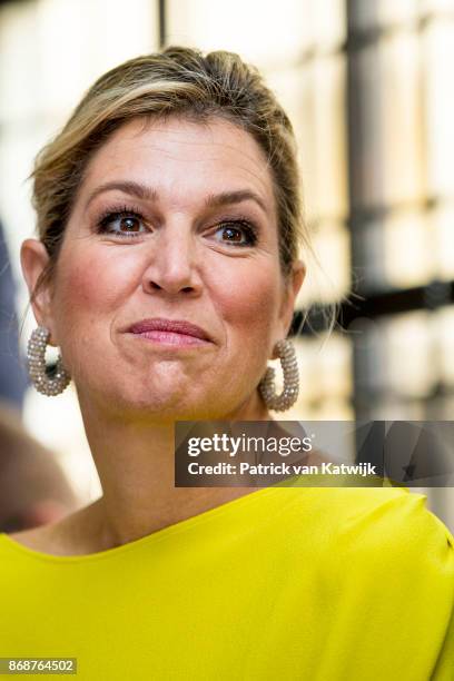 Queen Maxima of The Netherlands visits Lidya initiative for SME for upcoming markets in Africa for low key loanson October 31, 2017 in Lagos,...