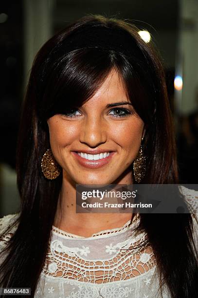 Actress Rachele Brooke Smith, poses at the Adonia Orgainics Product stand at the On The Go Beauty Event In Honor Of Mother's Day at Gavert Atelier on...