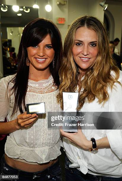 Actress Rachele Brooke Smith and Brooke Sheen pose at the Adonia Orgainics Product stand at the On The Go Beauty Event In Honor Of Mother's Day at...