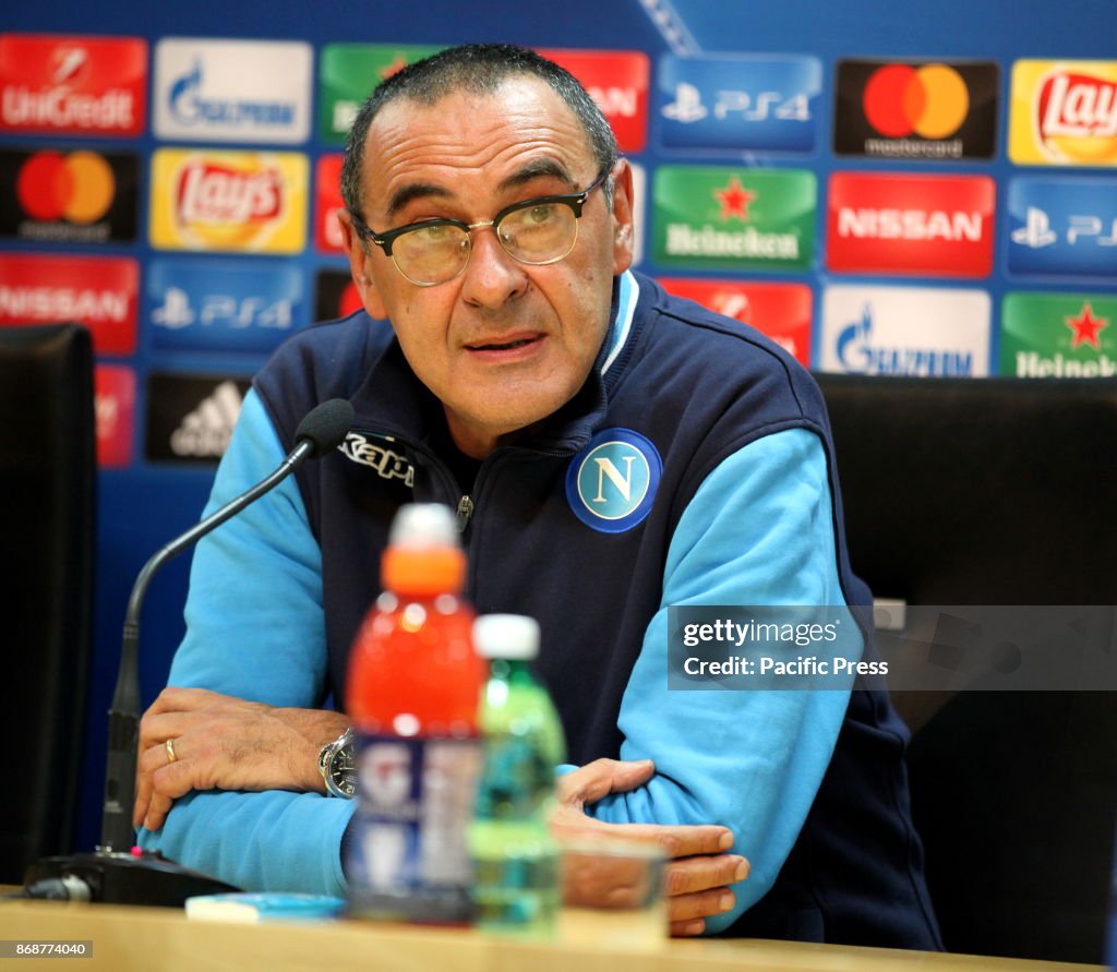 Napoli coach Maurizio Sarri  during the pre-press conference...