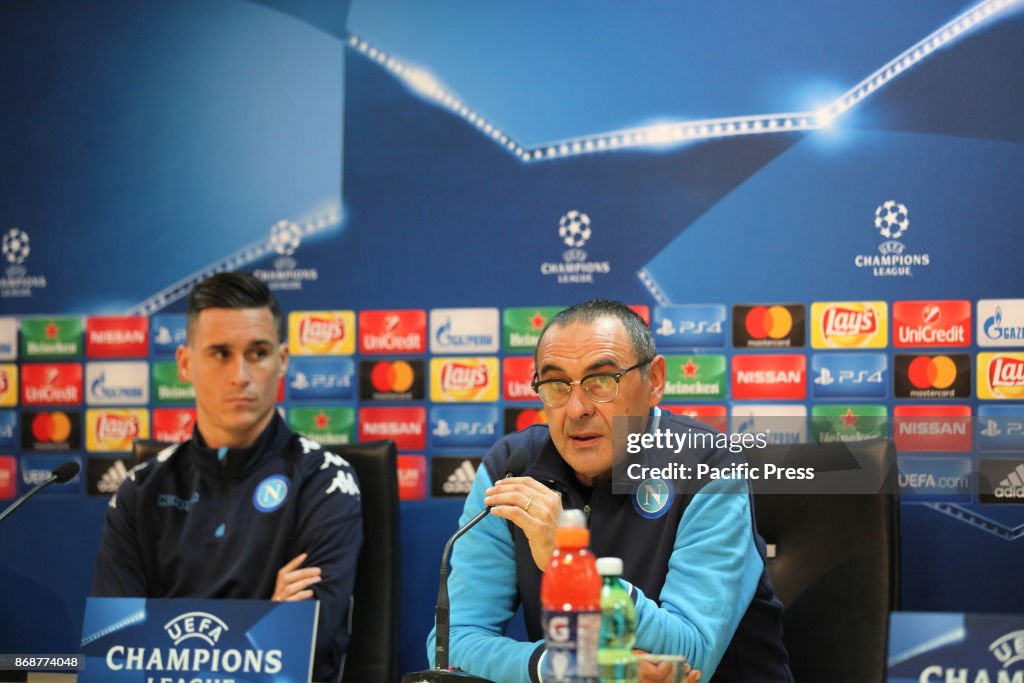 Napoli coach Maurizio Sarri and player Jose Maria Callejon...