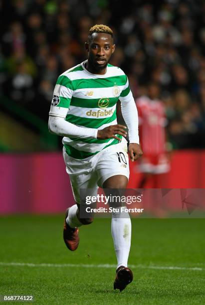 Moussa Dembele of Celtic in action during the UEFA Champions League group B match between Celtic FC and Bayern Muenchen at Celtic Park on October 31,...