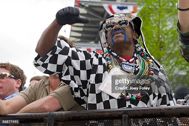 General view of the crowd at as George Clinton And The Parliament Funkadelic perform at the Indianapolis Motor Speedway on May 9, 2009 in...