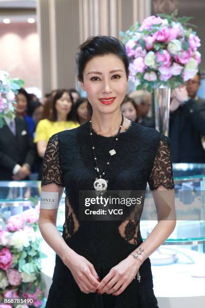 Actress Michelle Reis attends the opening ceremony of Peonia Diamond's flagship store on October 31, 2017 in Hong Kong, China.