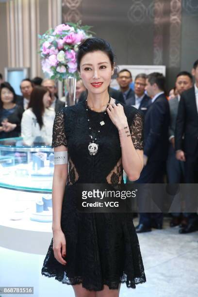 Actress Michelle Reis attends the opening ceremony of Peonia Diamond's flagship store on October 31, 2017 in Hong Kong, China.