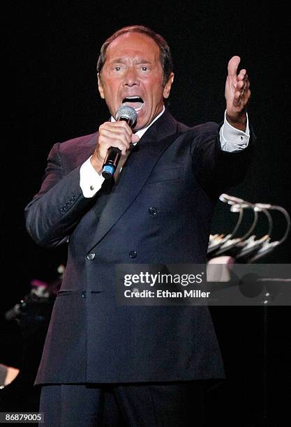 Singer Paul Anka performs during the "Hit Man: David Foster and Friends" concert at the Mandalay Bay Events Center May 9, 2009 in Las Vegas, Nevada.