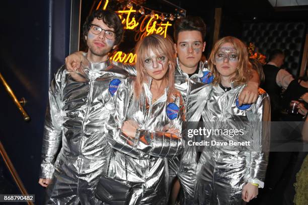 Laura Hayden and band members Joshua Rumble, Charles Monneraud and Harry Balazs from Anteros attend Fran Cutler's Halloween Freak Show at Tramp on...