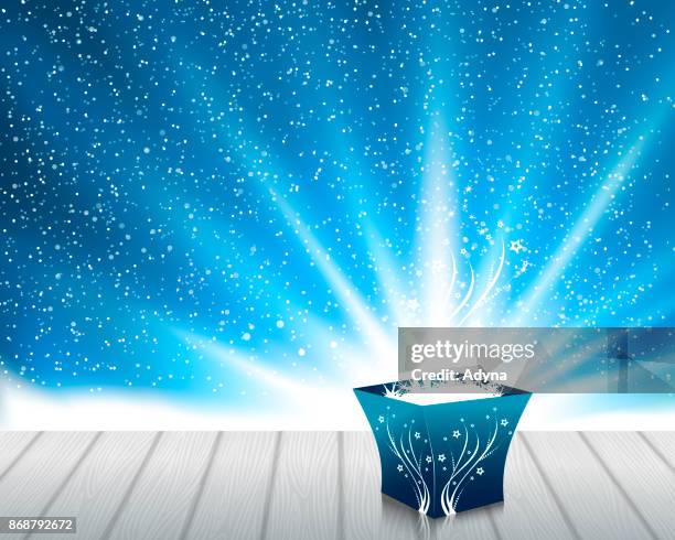 gift box - rustic table stock illustrations